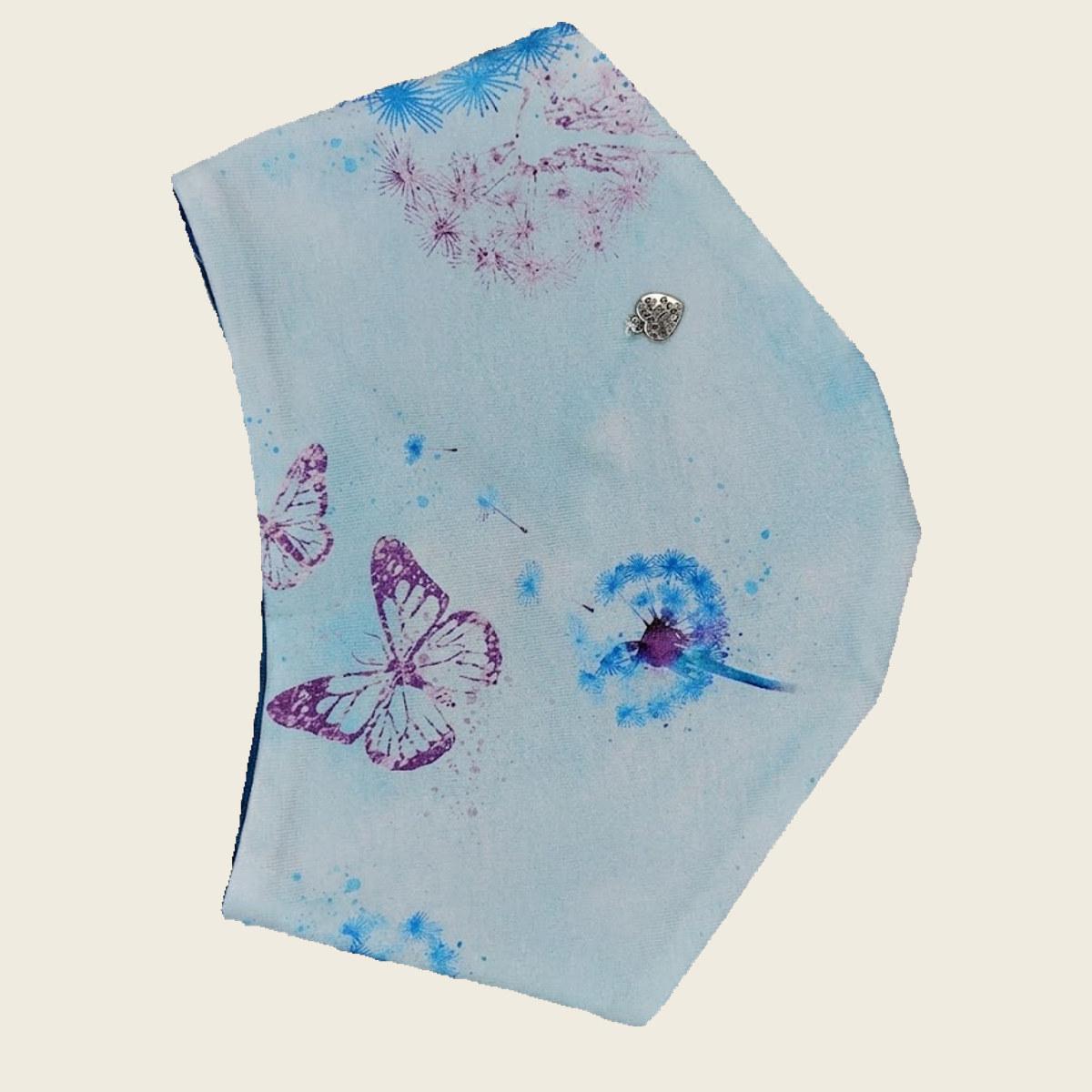 Set Dreieckstuch + Halstuch "Schmetterlinge & Pusteblumen" hellblau